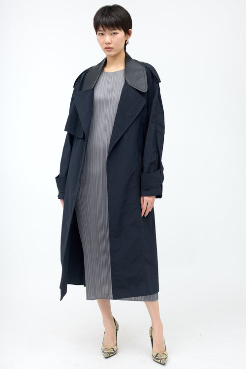 Ferragamo Crinkled Nylon Trench Coat