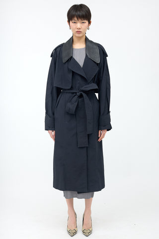 Ferragamo Crinkled Nylon Trench Coat