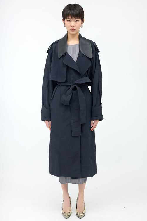 Ferragamo Crinkled Nylon Trench Coat