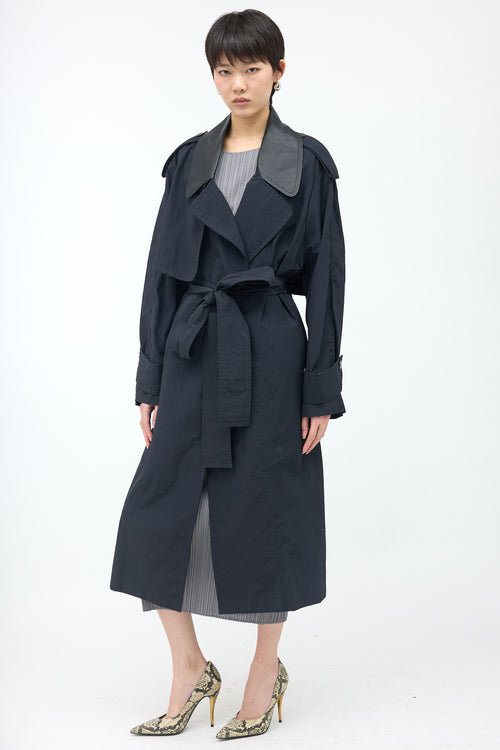 Ferragamo Crinkled Nylon Trench Coat