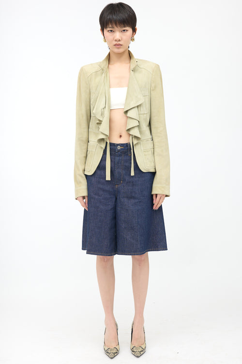 Gucci Vintage Suede Ruffled Jacket