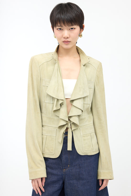 Gucci Vintage Suede Ruffled Jacket