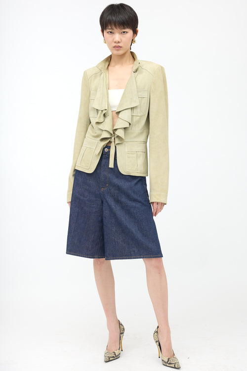 Gucci Vintage Suede Ruffled Jacket