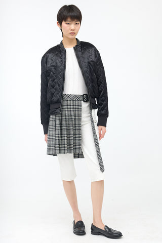 Juun.J Wool Checked Cut Out Skirt