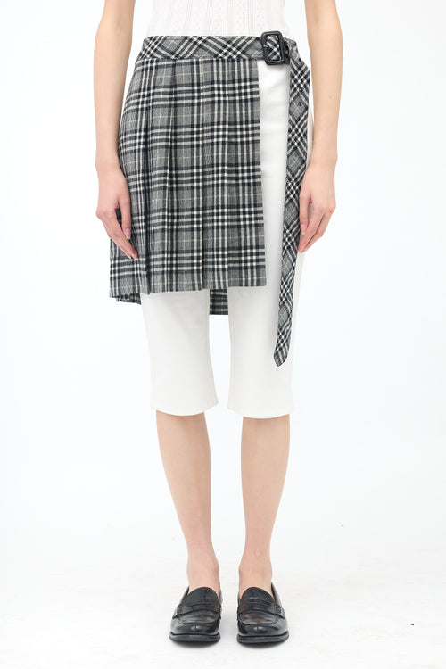 Juun.J Wool Checked Cut Out Skirt