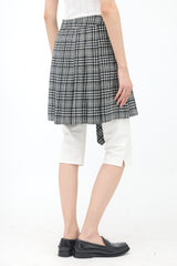 Juun.J Wool Checked Cut Out Skirt