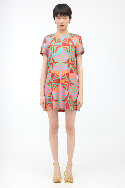 La DoubleJ Silk Satin Printed Swing Dress