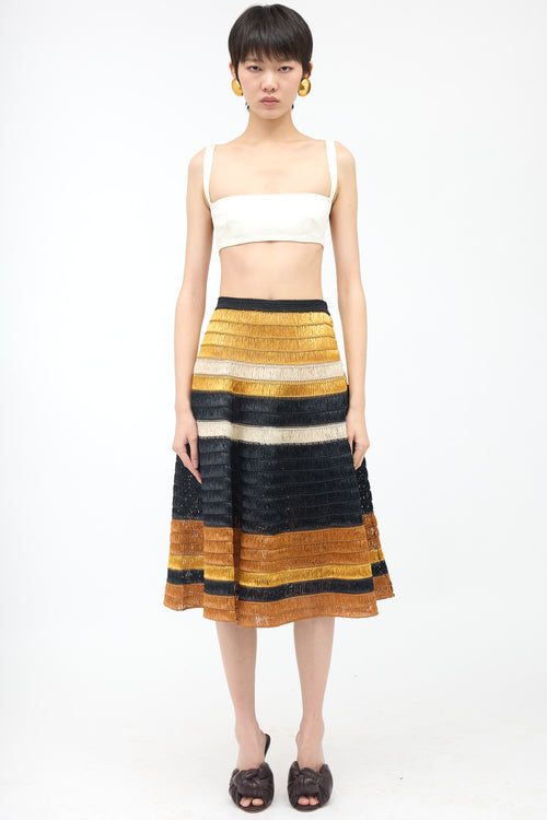 Proenza Schouler Raffia Striped Midi Skirt