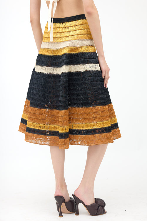 Proenza Schouler Raffia Striped Midi Skirt