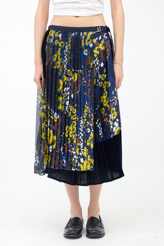Sacai Satin Floral & Velvet Wrap Skirt