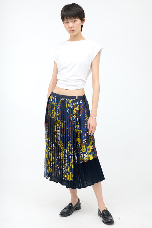 Sacai Satin Floral & Velvet Wrap Skirt
