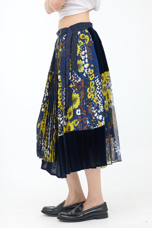 Sacai Satin Floral & Velvet Wrap Skirt
