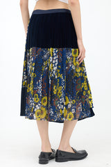Sacai Satin Floral & Velvet Wrap Skirt