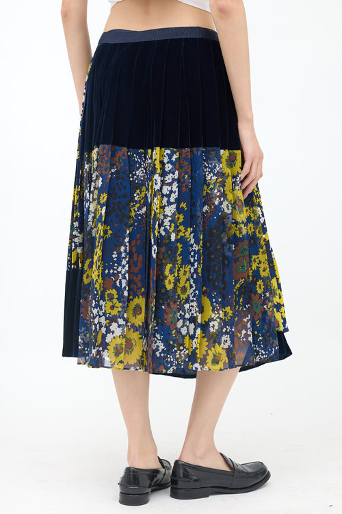 Sacai Satin Floral & Velvet Wrap Skirt