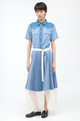 Sacai Chambray Pleated Wrap Dress