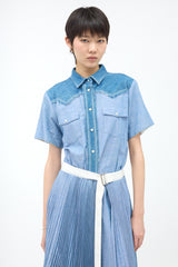 Sacai Chambray Pleated Wrap Dress