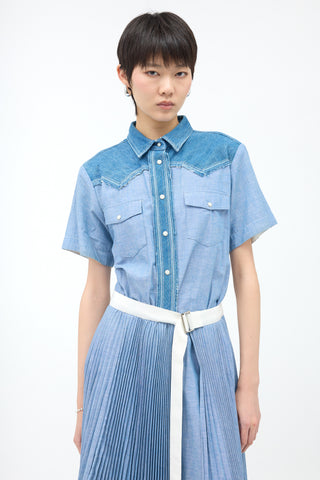 Sacai Chambray Pleated Wrap Dress