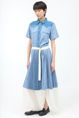 Sacai Chambray Pleated Wrap Dress