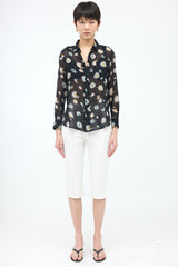 Saint Laurent Wool Sheer Floral Blouse