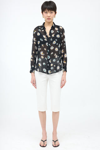 Saint Laurent Wool Sheer Floral Blouse