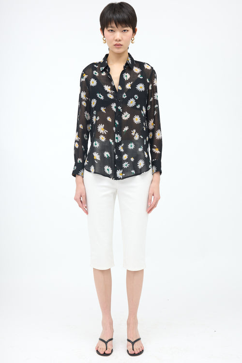 Saint Laurent Wool Sheer Floral Blouse