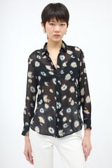 Saint Laurent Wool Sheer Floral Blouse