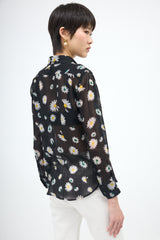 Saint Laurent Wool Sheer Floral Blouse
