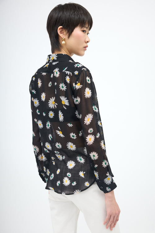 Saint Laurent Wool Sheer Floral Blouse