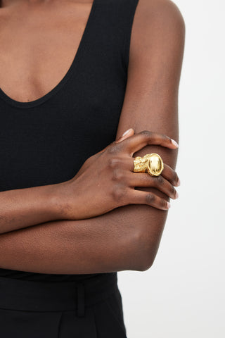 Saint Laurent Gold Arty Textured Ring
