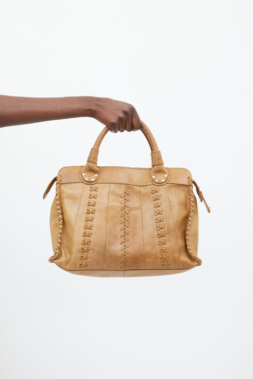Roberto Cavalli Brown Leather Braided Tassel Bag