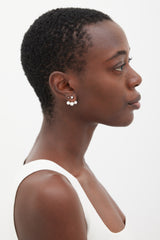 Birks Sterling Silver Tri Pearl Jacket Earrings