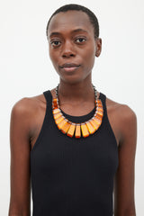 Bottega Veneta Sterling Silver & Orange Jewel Necklace