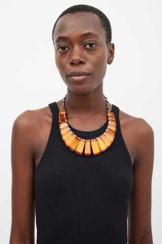 Bottega Veneta Sterling Silver & Orange Jewel Necklace