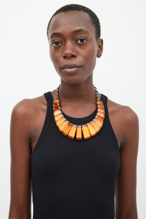 Bottega Veneta Sterling Silver & Orange Jewel Necklace