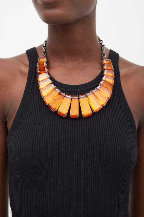 Bottega Veneta Sterling Silver & Orange Jewel Necklace