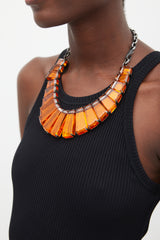 Bottega Veneta Sterling Silver & Orange Jewel Necklace