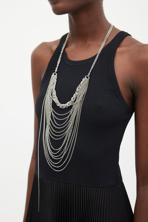 Carole Tanenbaum Vintage for VSP Silver Layered Chain Link Necklace