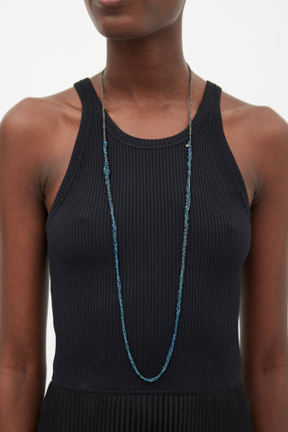 Arielle De Pinto Silver & Blue Tangled Chain Link Necklace