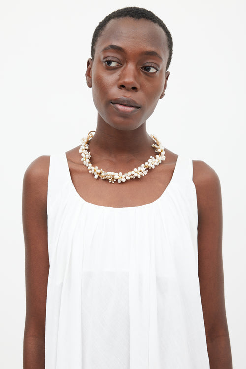 VSP Archive White & Gold Faux Pearl Wire Necklace