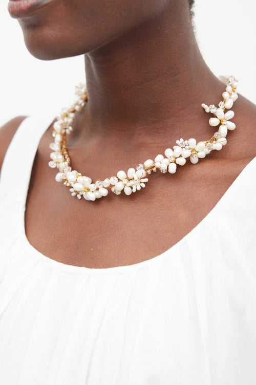 VSP Archive White & Gold Faux Pearl Wire Necklace