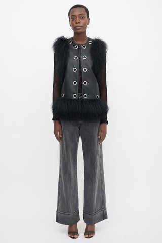 Charlotte Simone Leather & Fur Vest