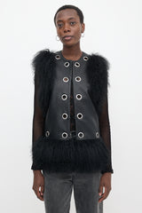 Charlotte Simone Leather & Fur Vest