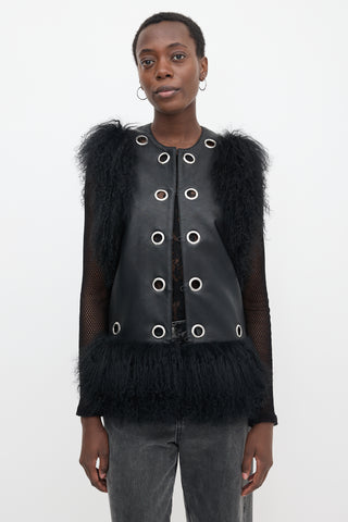 Charlotte Simone Leather & Fur Vest