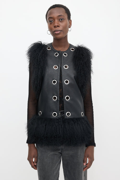Charlotte Simone Leather & Fur Vest