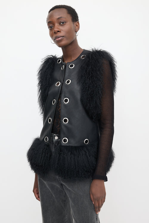 Charlotte Simone Leather & Fur Vest