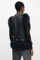 Charlotte Simone Leather & Fur Vest