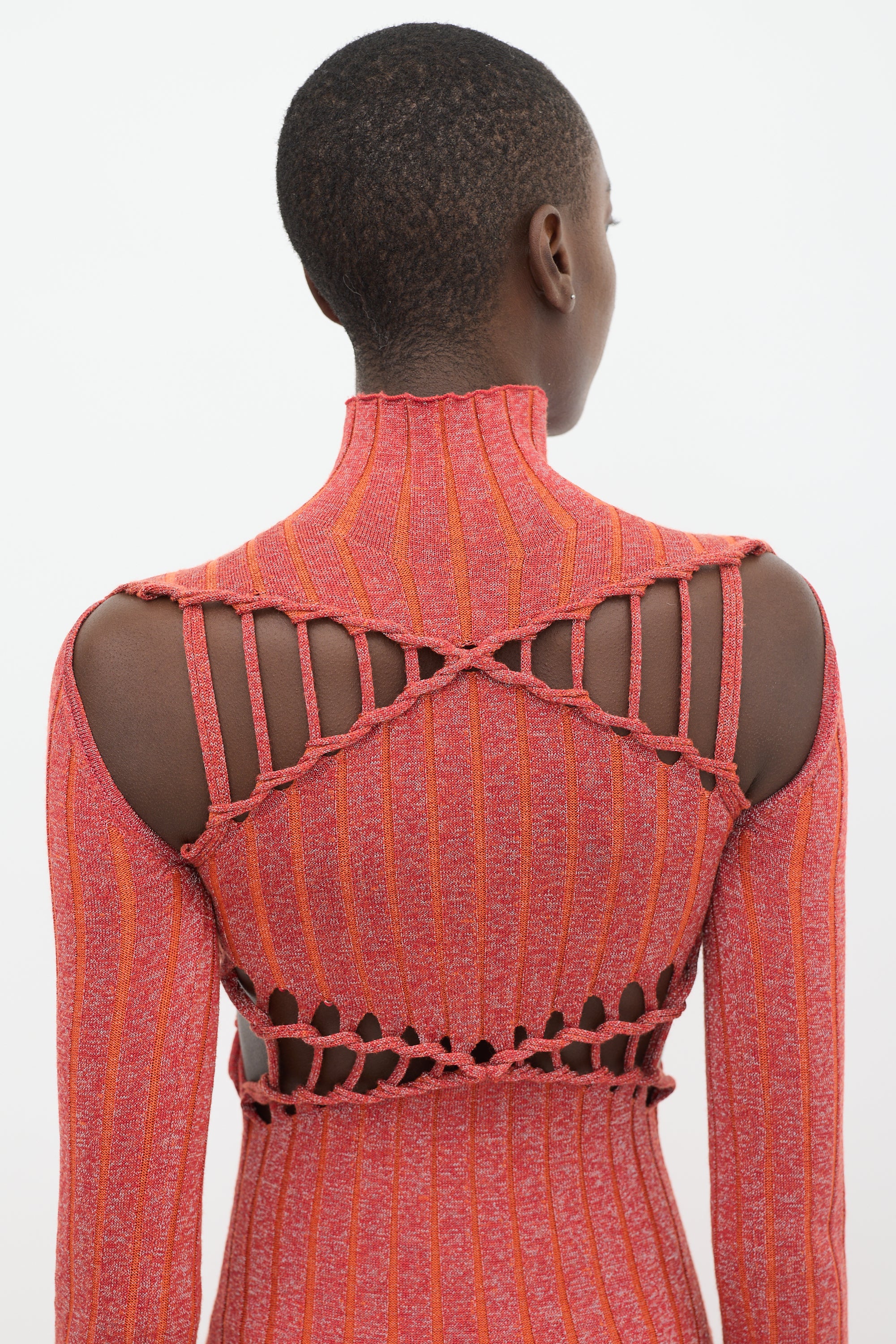Dion Lee // Red Reflective Knit Cut Out Dress VSP Consignment Dion Lee // Red Reflective Knit Cut Out Dress VSP Consignment