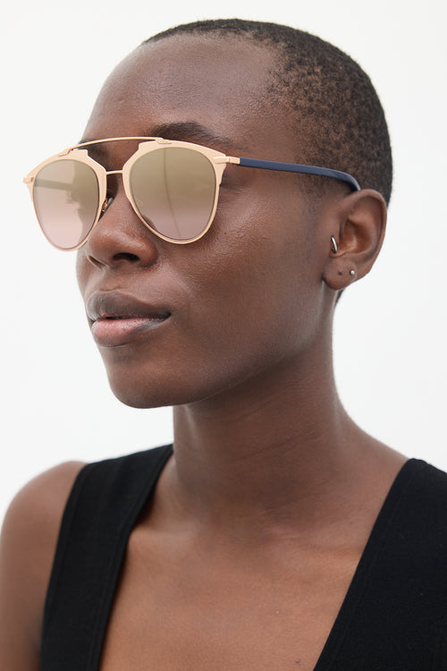 Dior Gold & Blue DiorReflected Circular Sunglasses