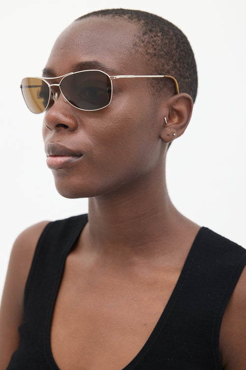 Barton Perreira Silver Odyssey Aviator Sunglasses