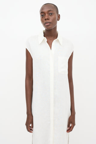 Lou Lou Studio White Linen Myrtoan Sleeveless Shirt Dress